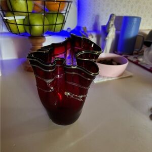 Paul Bendzunas handkerchief vase hand blown ruby red signed